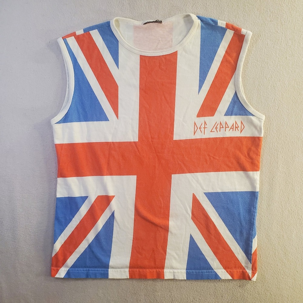 Def Leppard 1983 Pyromania Tour Union Jack Tank Top Shirt Mens Medium VTG Giant